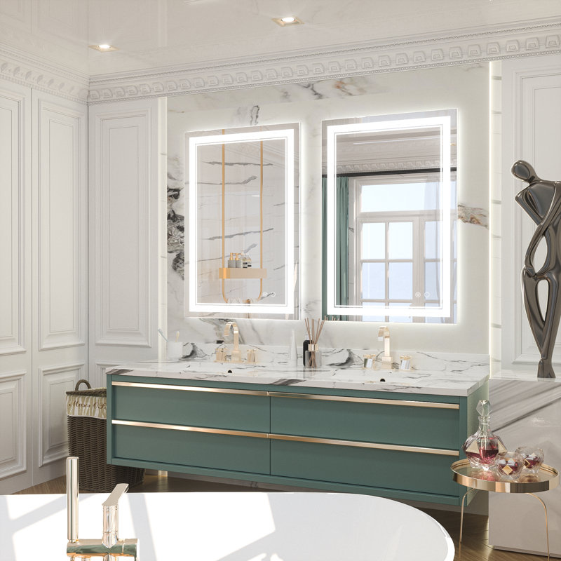 Orren Ellis Adorna Frameless LED 3 Color Dimmable Lighting Bathroom